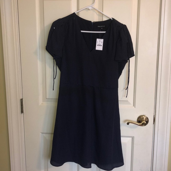Navy polka dot J Crew dress - Picture 1 of 4